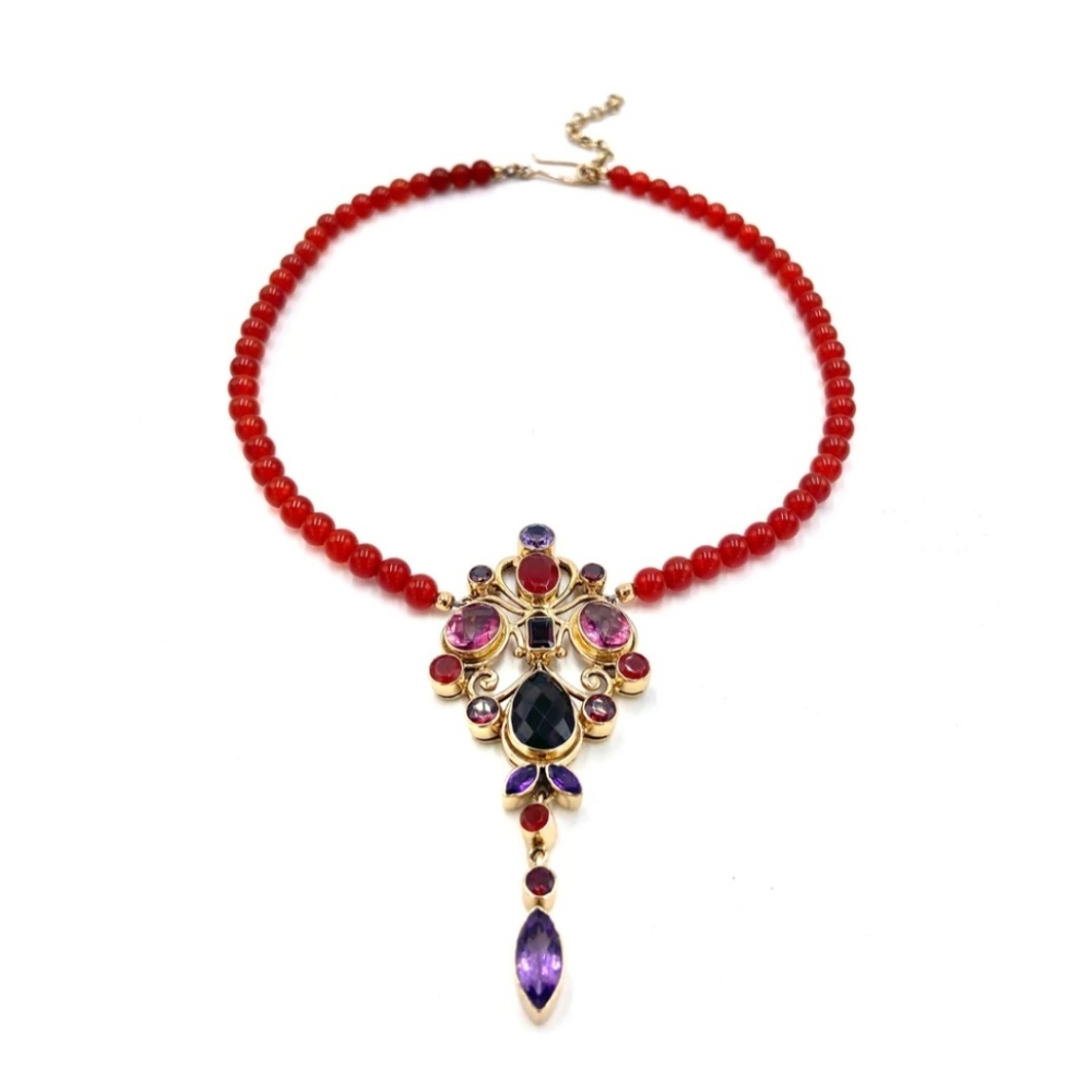 Nicky Butler Carnelian Amethyst Garnet Bronze Collection NB Necklace Designer - Picture 7 of 12
